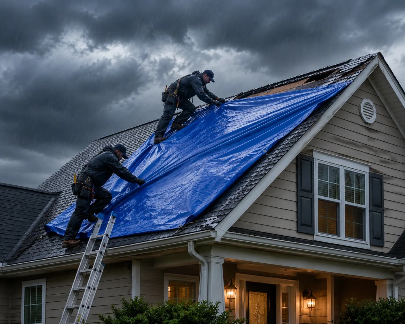 Emergency storm tarping